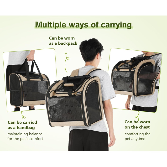 Плед-рюкзак для собак та котів Pecute, бежевий: переноска для тварин з вентиляцією, складаний