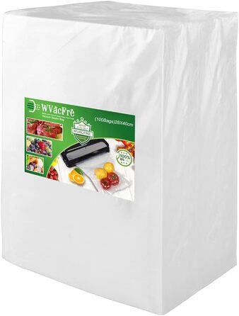 WVacFre 100-Piece Bag Set 28x40cm Vacuum Bags, Vacuum Sealer Bags for Food, BPA-Free, Sous Vide Bags for Vacuum Sealers