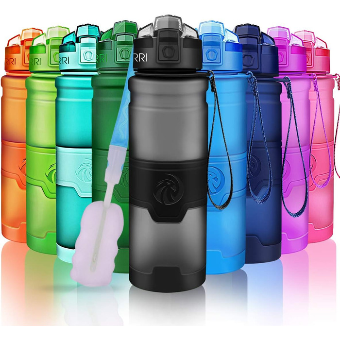 ZORRI Sport Water Bottle for Kids, 500 ml/700 ml/1000 ml, BPA-free, eco-friendly Tritan plastic, reusable water bottles with filter, Grey-1000ml, 1000ml-32oz