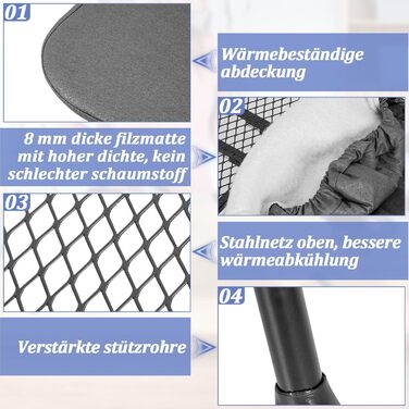 Відкидна прасувальна дошка з підставкою для праски, регульована по висоті, з антиковзними ніжками, компактна (сірий, 81 x 32 x 16 см)