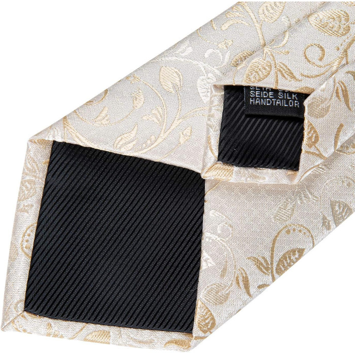 Чоловіча краватка DiBanGu Paisley шовкова, формальна + нагрудна хустинка + запонки + зажим для краватки, шампань