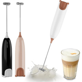 Електричний піноутворювач для молока Aischens: ручний міні-міксер для кави, вершків, яєць, лате, матча (білий-рожевий)