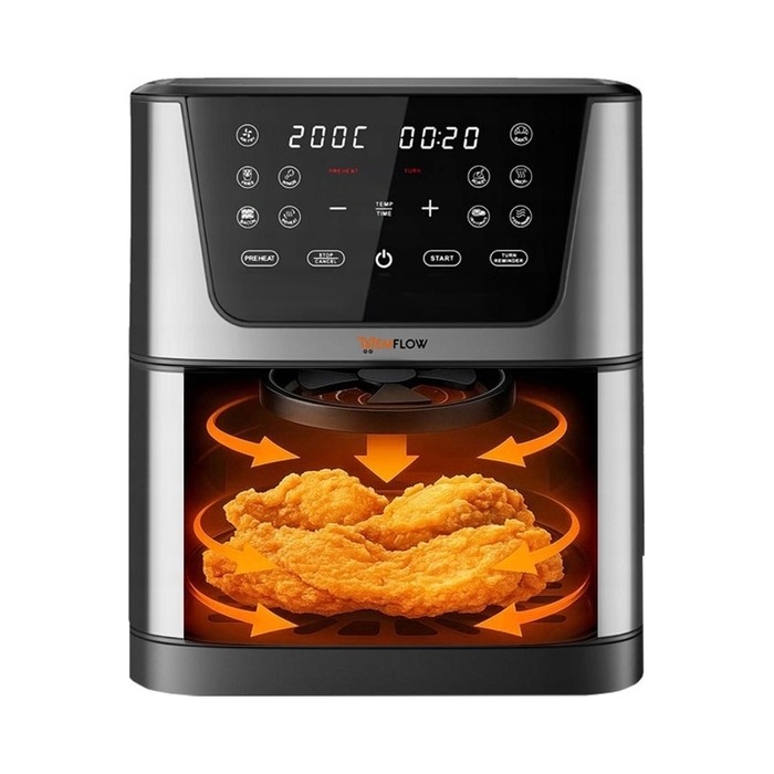 Аерофритюрниця MEMFLOW 8л, 1800 Вт, 14 програм, сенсорне керування, срібляста