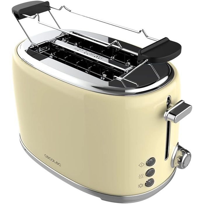 Тостер Cecotec Toaster 2 Scheiben Retro Beige, 980 Вт, 2 слоти, нержавіюча сталь, регулювання потужності, піддон для крихт