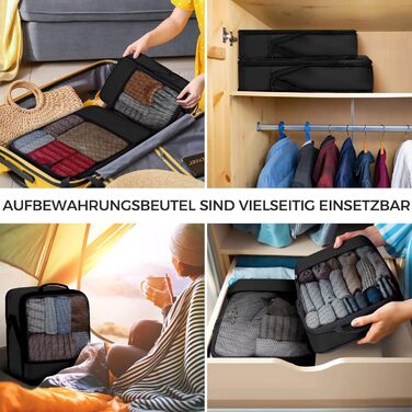 Набір кубиків для пакування багажу BAGLHER - Органайзери для подорожей, водонепроникні, чорні