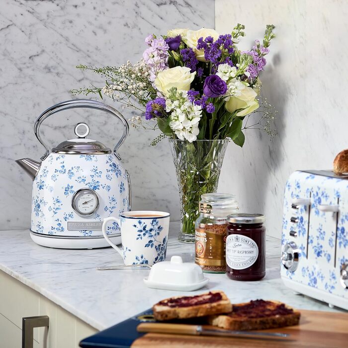 Laura Ashley Elveden Wireless Electric Kettle - 1.7L Stainless Steel, 2.2kW Fast Boil, Temperature Display & Overheat Protection
