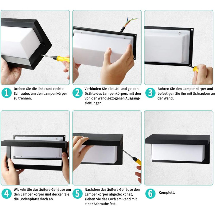 LED вуличний світильник BENMA 18W, IP65, тепле світло 3000K, алюміній, прямокутний | для саду, фасаду, гаража