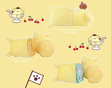 Roffatide Anime Pompom Purin Tissue Box Cartoon Plush Doll Tissue Cover Creative Paper Holder Napkin Box Paper Storage for Car Home Bathroom
