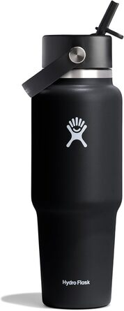 Hydro Flask 32oz Insulated Stainless Steel Water Bottle with Flex Straw Lid - Leakproof, BPA-Free (Black)