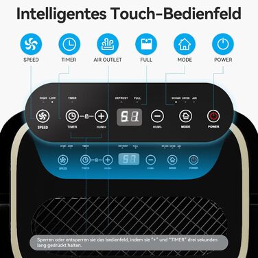 Електричний осушувач повітря JUMMICO 12л/день з датчиком вологості, 2.2л бак, LED-дисплей, шланг 1.5м, фільтр для дому, ванної кімнати