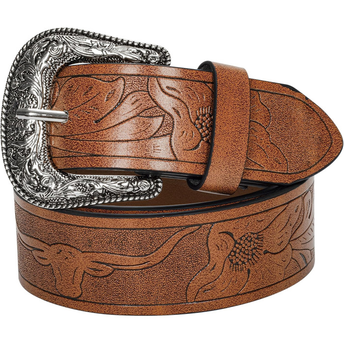 Жіночий/Чоловічий Ремінь Cowboy з Регульованою Пряжкою в Стилі Західного Дикого Заходу - для Джинсів, Штанів, Суконь. Розмір 30-39 (107 см)