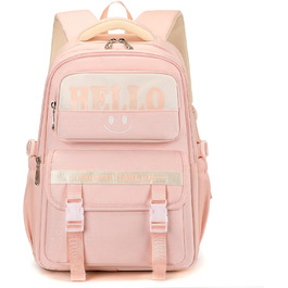 Шкільний рюкзак для дівчаток та хлопчиків-підлітків. Водостійкий рюкзак для школи, подорожей. Рожевий, з багатьма кишенями.