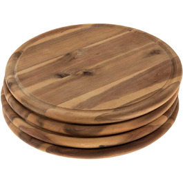 Fleischteller Akazie 4 x Wooden Plates Snack Plates Bread Plates Cutting Boards Ø 30 cm