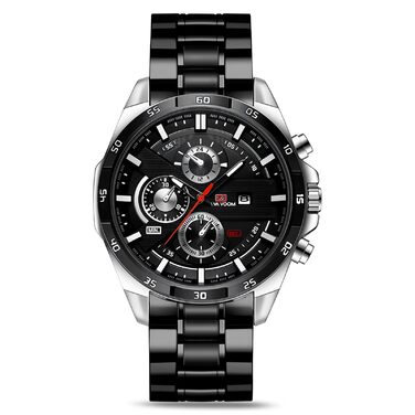 Годинник чоловічий OFF CUP з датою, кварцовий хронограф, водонепроникний, з нержавіючої сталі, стильний аксесуар для бізнесу та повсякденного носіння, ідеальний подарунок, срібно-чорний колір