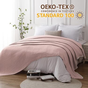 М'яка ковдра Softexly з бавовни 100%, 4-шарова муслінова ковдра, плед для ліжка, дивана, інтер'єру. Плед Softexly 130x150 см (білий, оранжевий, 150x200 см)