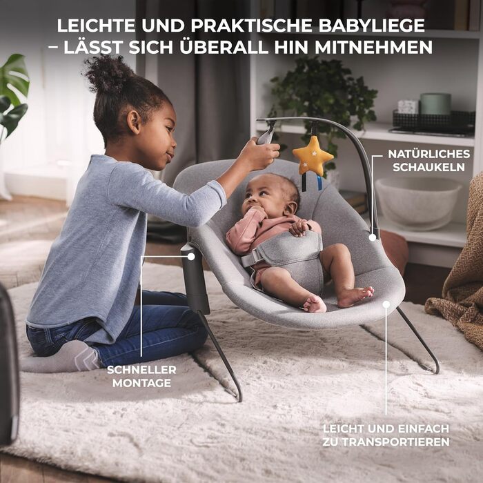 Дитяча подушка для стільчика Kinderkraft ENOCK, м'яка, з ременями, легко миється, гіпоалергенна, чорна, для стільчика CALMEE, сірий