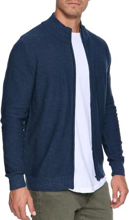 Чоловічий кардиган Indicode INWestmoon з коміром-стійкою | Тонкий в'язаний кардиган з бавовняної суміші (3XL, Navy)