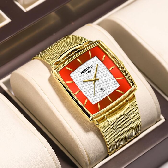 Чоловічий годинник NIBOSI 2613-gold Rot: стильні кварцові годинники з датою, водонепроникні, з міцним металевим браслетом
