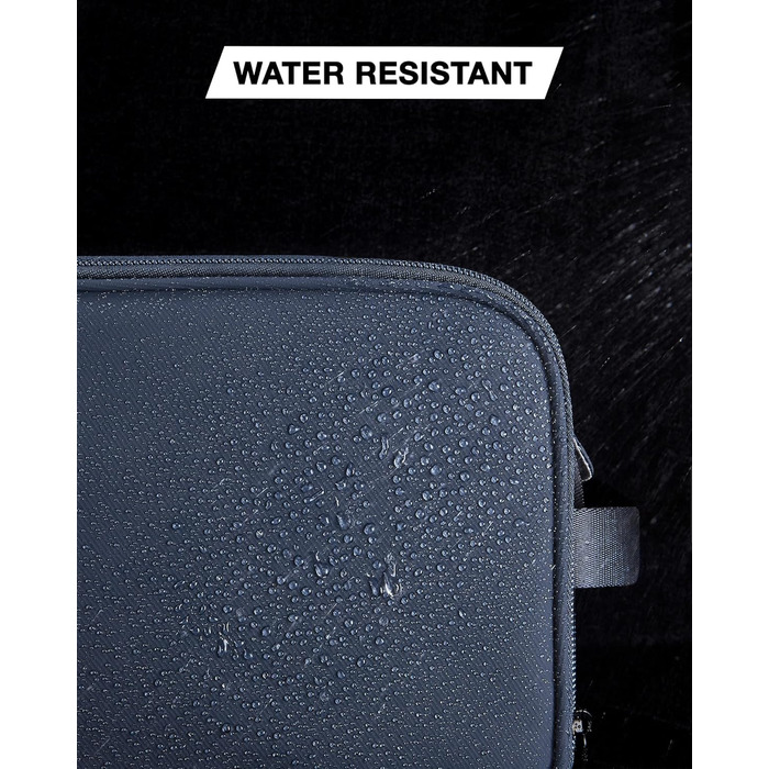 Чоловіча дорожня косметичка BAGSART з подвійним замком, об'єм 5л, темно-сіра (з синьою шкіряною фольгою)