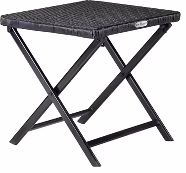 Casaria® Polyrattan Folding Stool, 75kg Load Capacity, 44x40x44cm, Foldable, Lightweight, Portable, Outdoor, Weatherproof, Garden, Terrace, Balcony, Camping Stool Chair Table 1