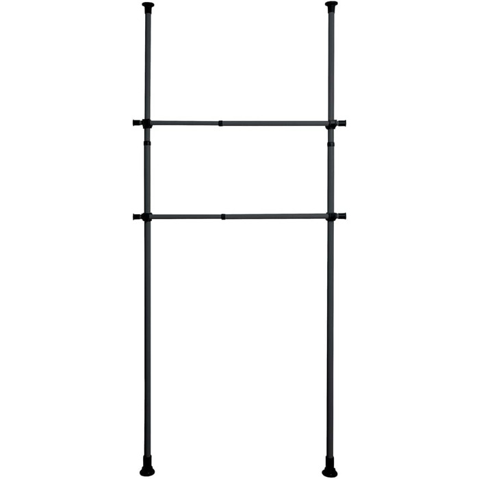 WENKO Telescopic Wardrobe System Hercules Basic (Black, Bundle with 2-Piece Clothes Rail Set)
