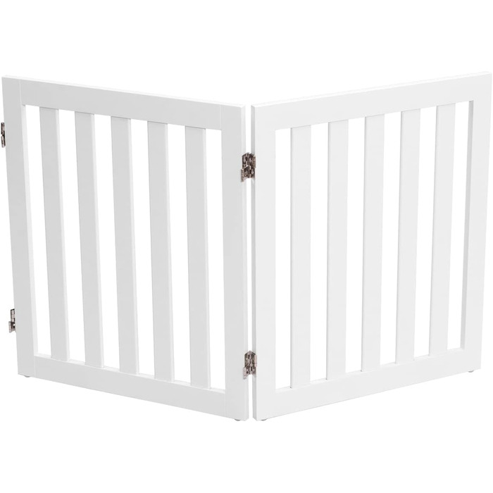 Захисний бар'єр для собак COSTWAY 60см, дерев'яне огорожа, дитяче ворота, розкладні, для сходи, білий (2 панелі)