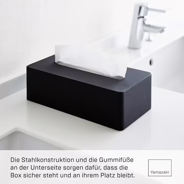 YAMAZAKI Tissue Box Cover, Tissue Holder, Alloy Steel, Black, One Size