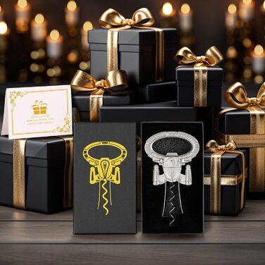 Відкривачка для вина LKKCHER з двома зубцями, для старих винних пляшок, відмінний подарунок для чоловіків, бронза (у подарунковій коробці та картці)