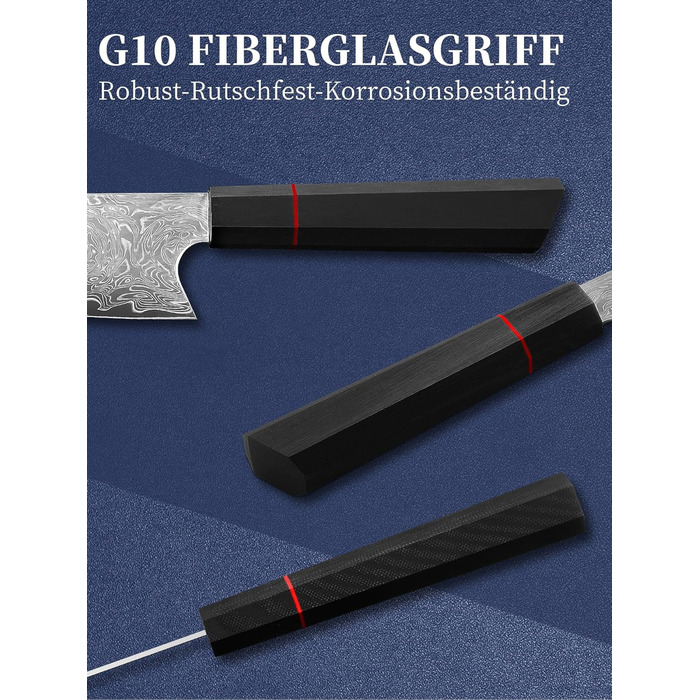 Японський ніж кухарський з дамаської сталі Plys: професійний ніж шеф-кухаря з чорним дерев'яним руків'ям