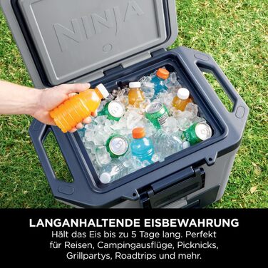 Ninja FrostVault Холодильник 28L, Преміум ізольована сумка-холодильник, зберігає лід до 6 днів, вбудований лоток для сухого льоду з температурою холодильника, вміщує 48 банок, Cloud White FB131EUWH, білий (сірий)