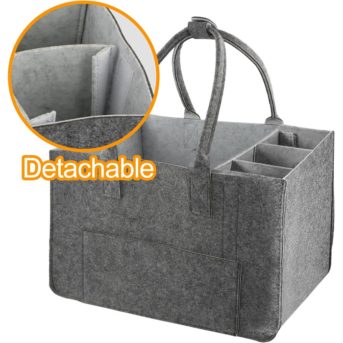 Felt bag shopping bag with compartments, large felt bag 30L foldable felt bags shopper, foldable and robust felt shopping baskets, felt bag with compartments felt bag bottle bag firewood bag
