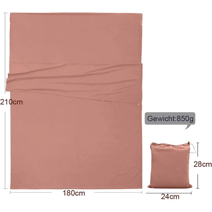 V VILISUN Sleeping Bag Liner, lightweight, portable, soft travel and camping blanket, with compact and carry bag, for travel, hotel