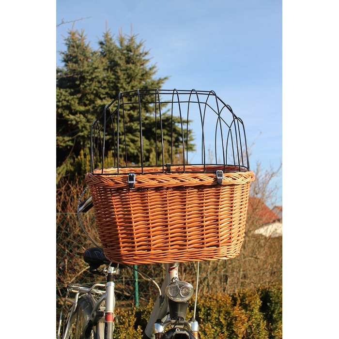 Корзина для велосипеда для собак з ручки з лози з металевою сіткою XL/XXL. Корзина для тварин, велосипедна корзина, натуральний матеріал (без подушки).
