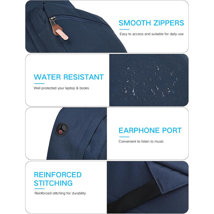 Жіночий рюкзак RAVUO, водонепроникний, для ноутбука 15.6 дюймів, шкільний, туристичний, повсякденний, для роботи та подорожей, Бордовий (Синій)