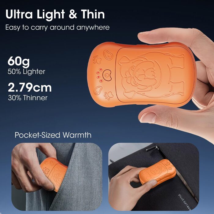Електричні грілки для рук, 2 шт. 6000 мАг, акумуляторні, багаторазові, для спорту, полювання, кемпінгу, теплий подарунок для жінок, чоловіків, дітей (Помаранчевий)