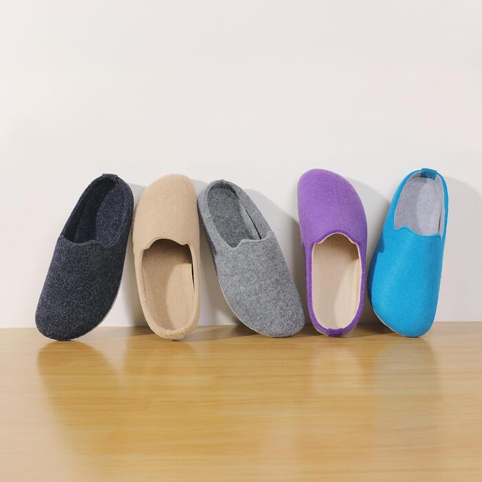 Тапочки халатні Mishansha з фетру зимові, зручні для жінок та чоловіків, розмір 36-48 (37 EU), глибокий чорний колір