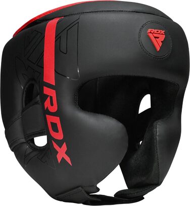 RDX Headgear for Kickboxing, Combat Sports, MMA Training - Maya Hide Sparring Head Protector for Boxing, Krav Maga, Muay Thai, Karate & Taekwondo - Red, Large