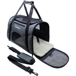 М'яка переноска для котів та собак, для маленьких собак, котів, цуценят, антистресова, схвалена авіаперевізниками, дихаюча, 5 вікон з сітки (середня, сіра)