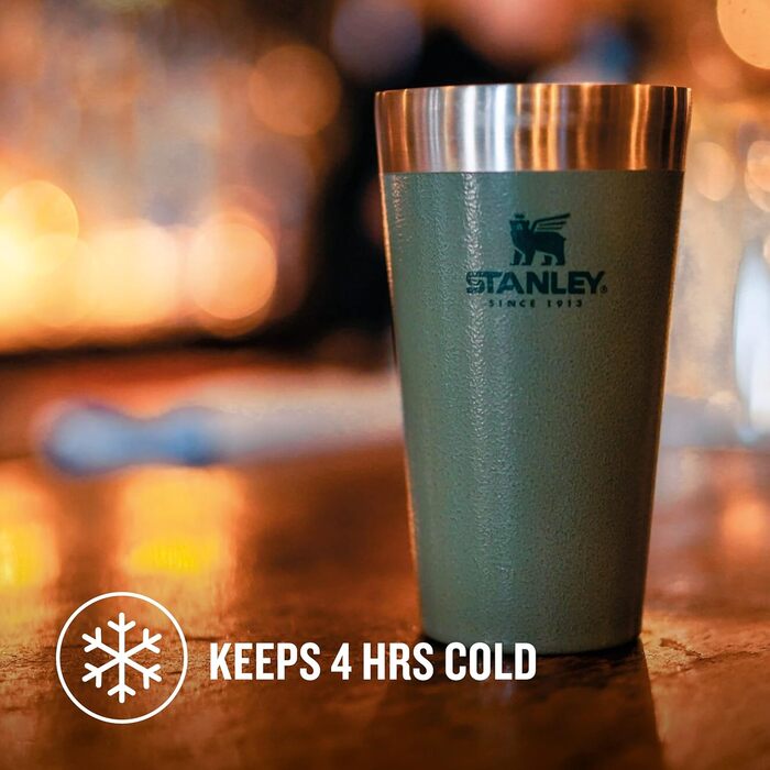 Термокружка Stanley Adventure Stacking Bierkrug 473 мл, нержавіюча сталь, з подвійними стінками, ізольована, без BPA, для зберігання напоїв холодними, 4 години, можна мити в посудомийній машині, колір Charcoal