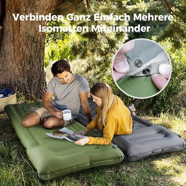 Кімомат Ciskotu Саморозгортальний килимок для кемпінгу, 12 см, з насосом, ультралегкий, компактний, зелений