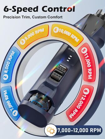 Електричний тример для собак Casfuy 6-в-1 з підвищеною потужністю (50%), тихий, з LED-підсвіткою та збирачем пилу, 4.8V, для великих порід (блакитний)