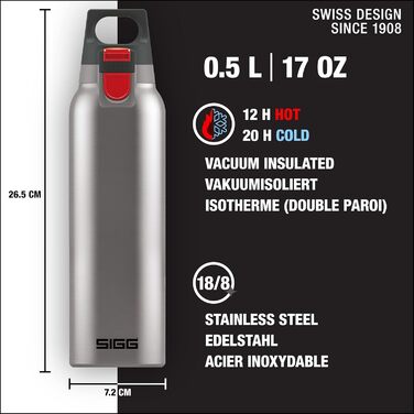 SIGG Hot & Cold ONE Thermo Drinking Bottle, non-toxic and insulated stainless steel drinking bottle, one-handed operation outdoor thermo bottle