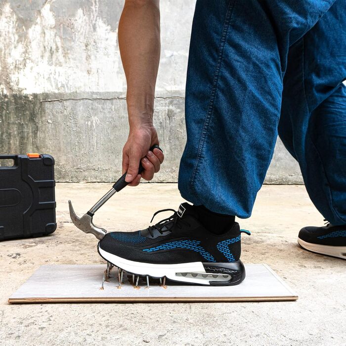 Черевики робочі чоловічі/жіночі Hitmars, захисні черевики з металевим підноском, зручні кухарські черевики, легкі черевики, черевики для дахів, чорний/синій, EU36-48