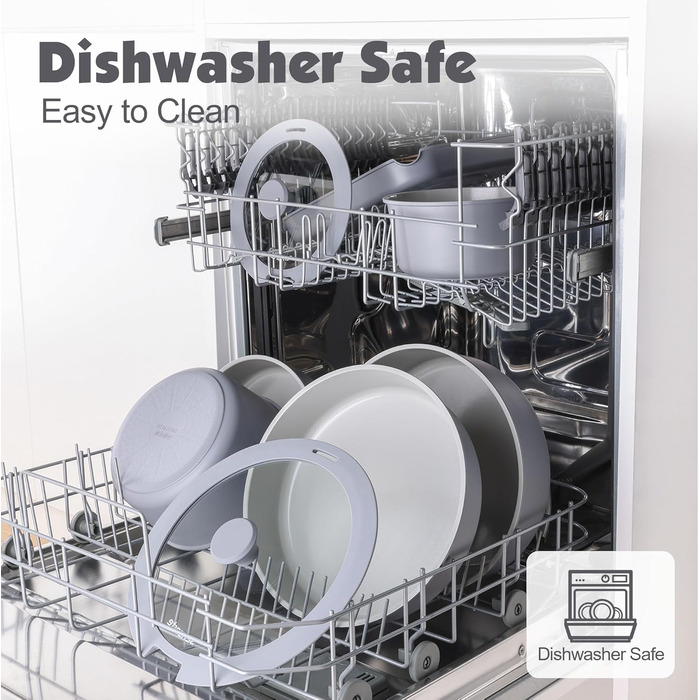 Набір посуду SENSARTE з керамічним покриттям (17 предметів) - антипригарне покриття, для всіх плит, безпечний, миється в посудомийній машині, можна використовувати в духовці