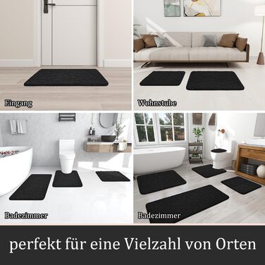 Набір килимків для ванної кімнати chakme (2 шт.), пам'ятна піна Cobblestone, поглинаючі протиковзкі килимки для підлоги, ванни та туалету, чорні