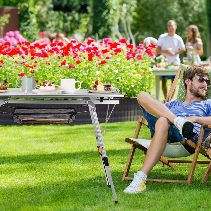 Складаний стіл Relaxdays: регульована висота, алюміній, чорний, для кемпінгу та дому