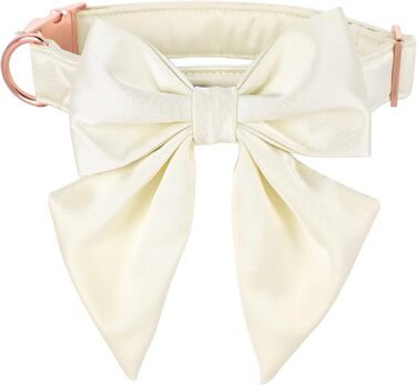 Елегантний ошийник для собак Lionet Paws з краваткою - комфортний шовковий ошийник знімною краваткою для маленьких собак, обхват шиї 25-40 см, білий (1 шт.)