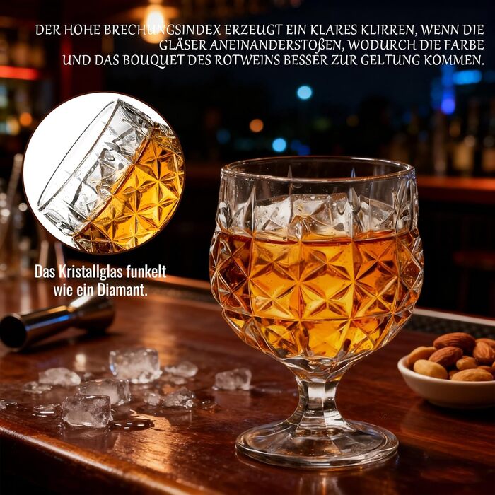 Набір з 6 витончених келихів для вина 200 мл, рельєфні келихи, ідеальні для червоного та білого вина, для свят та вечірок