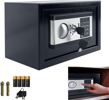 Сейф YRHome 12L Mini Tresor для дому з цифровим замком, батарейним відсіком та 2 ключами, з сигналізацією. Сталевий сейф для дому.