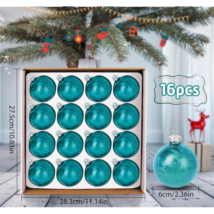 Скляні кулі для прикраси ялинки Hengsong, 24 шт., чорні та золоті, 6 см